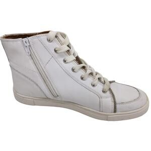 FRYE  Sindy White High Top Zip Moto Sneakers 9.5